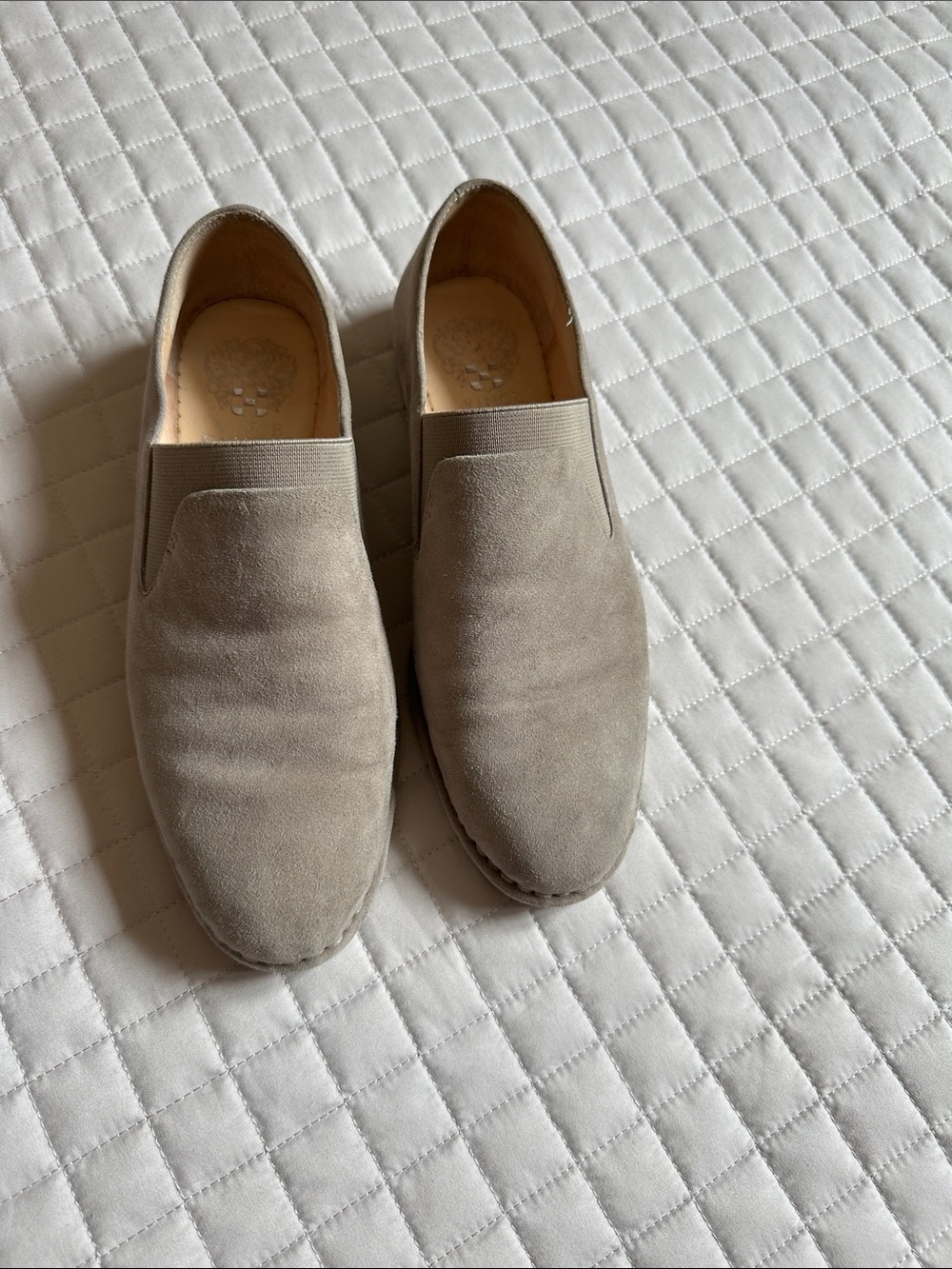 Vince Camuto Suede Slip-On Loafers in Light Gray